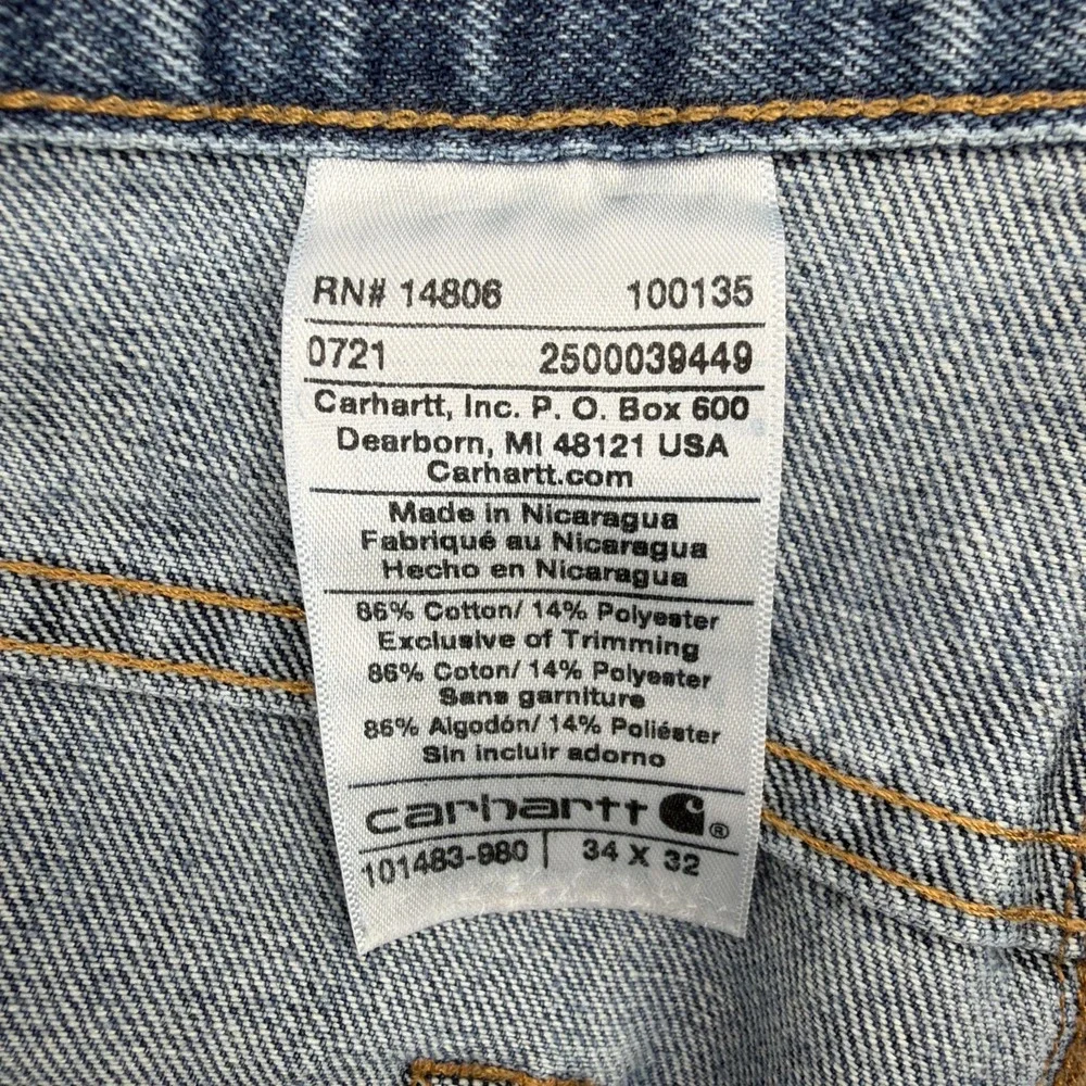 Carhartt Relaxed Fit Jeans Men's 36x32 Blue Straight Leg Workwear Denim - Picture 3 of 8